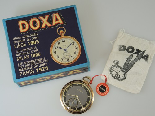 Solido 14K DOXA Orologio da taschino con scatola e tag c1925 | eBay