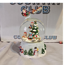 Musical Christmas Santa Sleigh Reindeer Tree Village Snow Globe working music