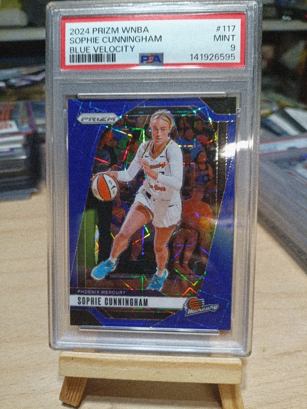 2024 PANINI PRIZM-BLUE VELOCITY #117 SOPHIE CUNNINGHAM PSA 9-bonus 1989-NBA Pack