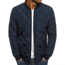 Men's Fashion Winter Puffer Quilted Jacket Warm Padded Full Zip Up Coat