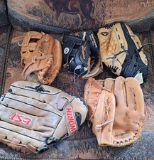 5 Softball Gloves T BALL Little League Mitts Wilson Franklin Mizuno NSG Worth