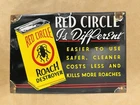 Red Circle Roach Destroyer Vintage Porcelain Enamel Advertising Sign