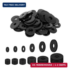 120 Pcs Black Flat Rubber Washers Assortment Kit, 6 Sizes 12/16/18/20/25/30mm ,