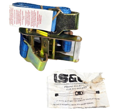 LS&E 2'' x 8' Ratchet Tie Down Strap Flat Hook Heavy Duty Lincoln Supply USA