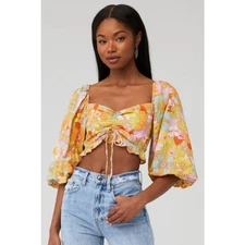 Show Me Your MuMu Jenna Cropped Top Groovy Blooms Size XS