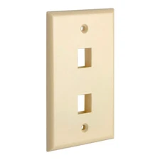 Keystone Wall Plate 2 Port 1-Gang Faceplate Standard Size Keystone Insert Ivory