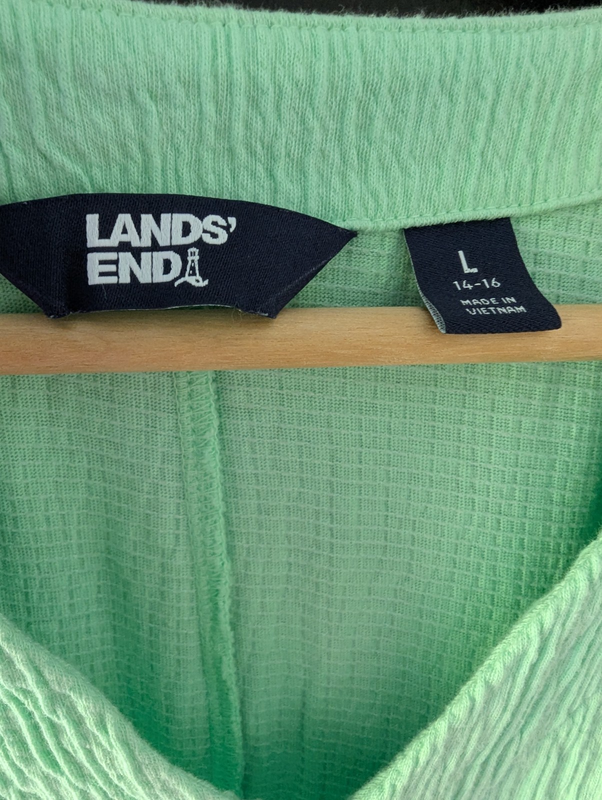 Lands End Gauzy Cotton Maxi Shift Dress Size Lg Hi Lo Hem Mint Ombre Pockets