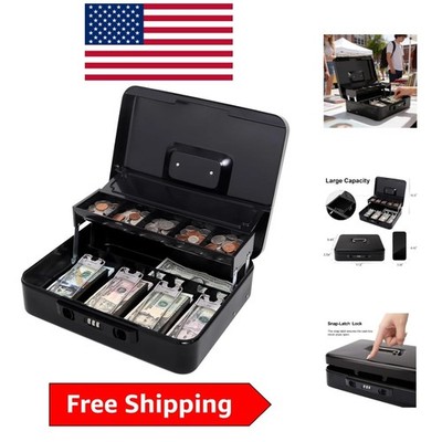 Compact Cash Box with Secure Sliding Lid and Anti-Theft Lock - 392 Cubic Inches