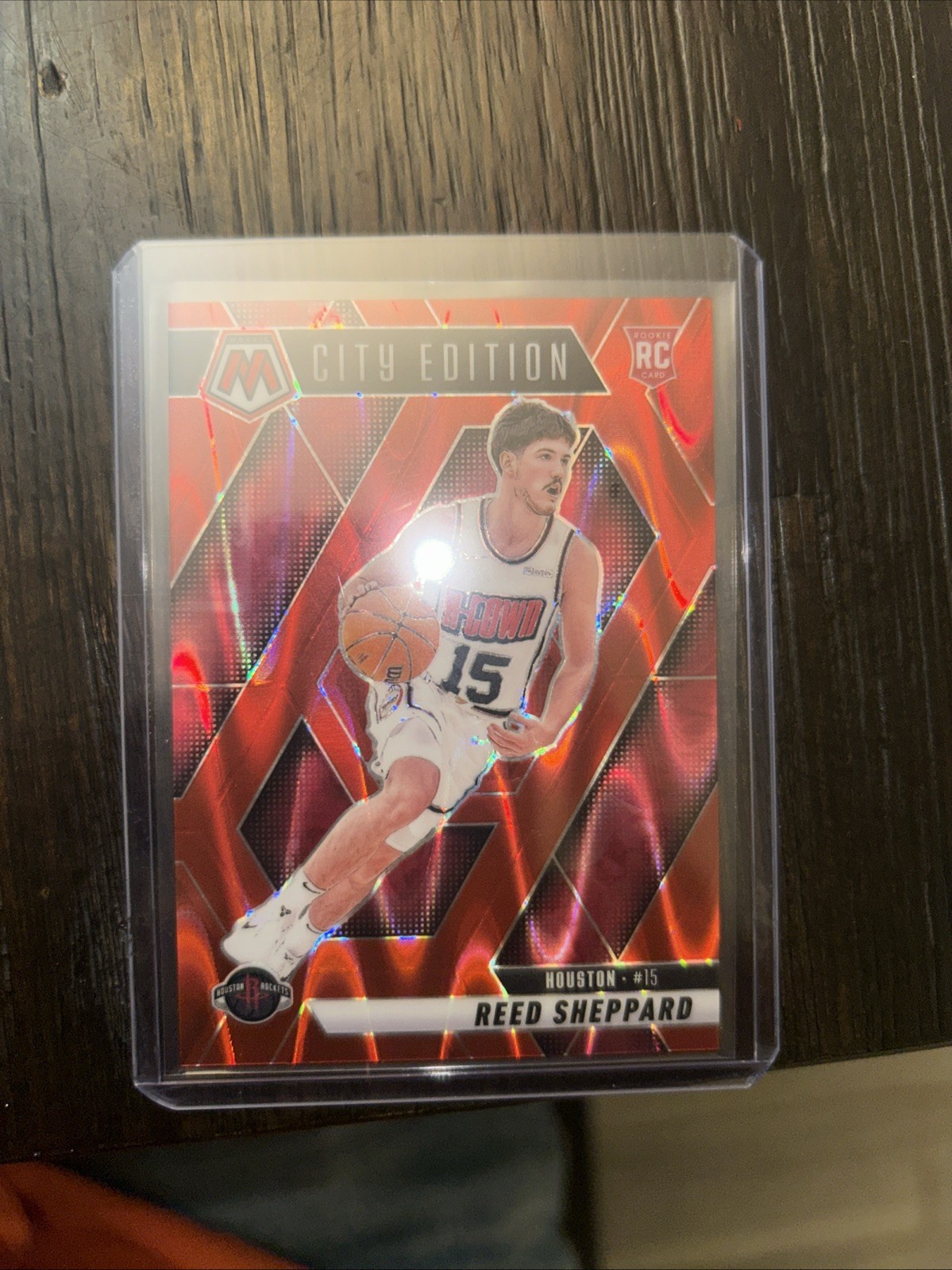 2024-25 Panini Reed Sheppard #276 Red Seismic Mosaic Prizm /299 (RC)