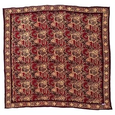 Large 39" Hand Dyed Batik Bandana, 100 Soft Cotton, Sunlit Garden, Red Burgundy