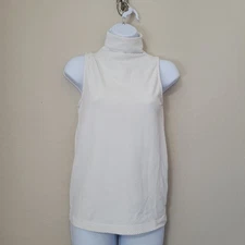 Athleta Flurry Ribbed Base Layer Sleeveless Mock Neck Tank Top White Size S