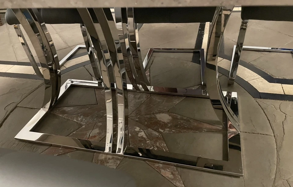 Travertine Marble Indoor Dining table, seats 6 - 8. 200 x 106 x 75cm - Image 2 of 4