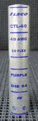 ILSCO CTL-4/0 COPPER LONG BARREL COMPRESSION SLEEVE - LOT OF 2 / NEW NO BOX