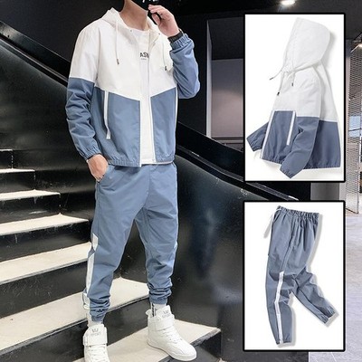 Men's 2 Piece Tracksuit Hooded Jacket Jogger Pants Casual Athletic Set