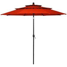 10ft 3 Tier Patio Market Umbrella Aluminum Sunshade Shelter Double Vented Orange