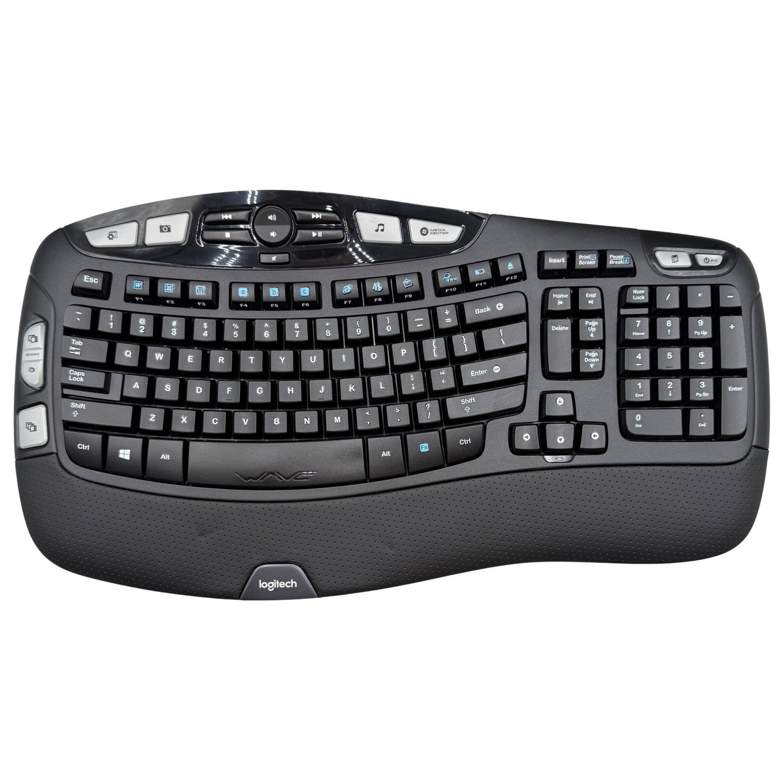 Logitech K350 Wireless Wave Ergonomic Keyboard Black Y-R0053 *NO DONGLE