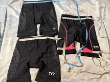 TYR Bike Cycling Workout Exercise Padded Reflective Shorts Large L Black