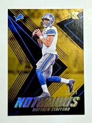 2017 Matthew Stafford SSP 10/10 Panini XR NFL Notorious Bookend 1/1 Gold Prizm