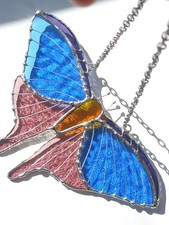 Tiffany Glas Schmetterling &ndash; Fensterdeko Suncatcher, Handarbeit, 20 cm, neu