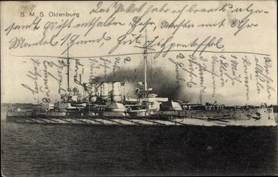 Postcard German Warship, SMS Oldenburg, Panzerkorvette,... - 10546830