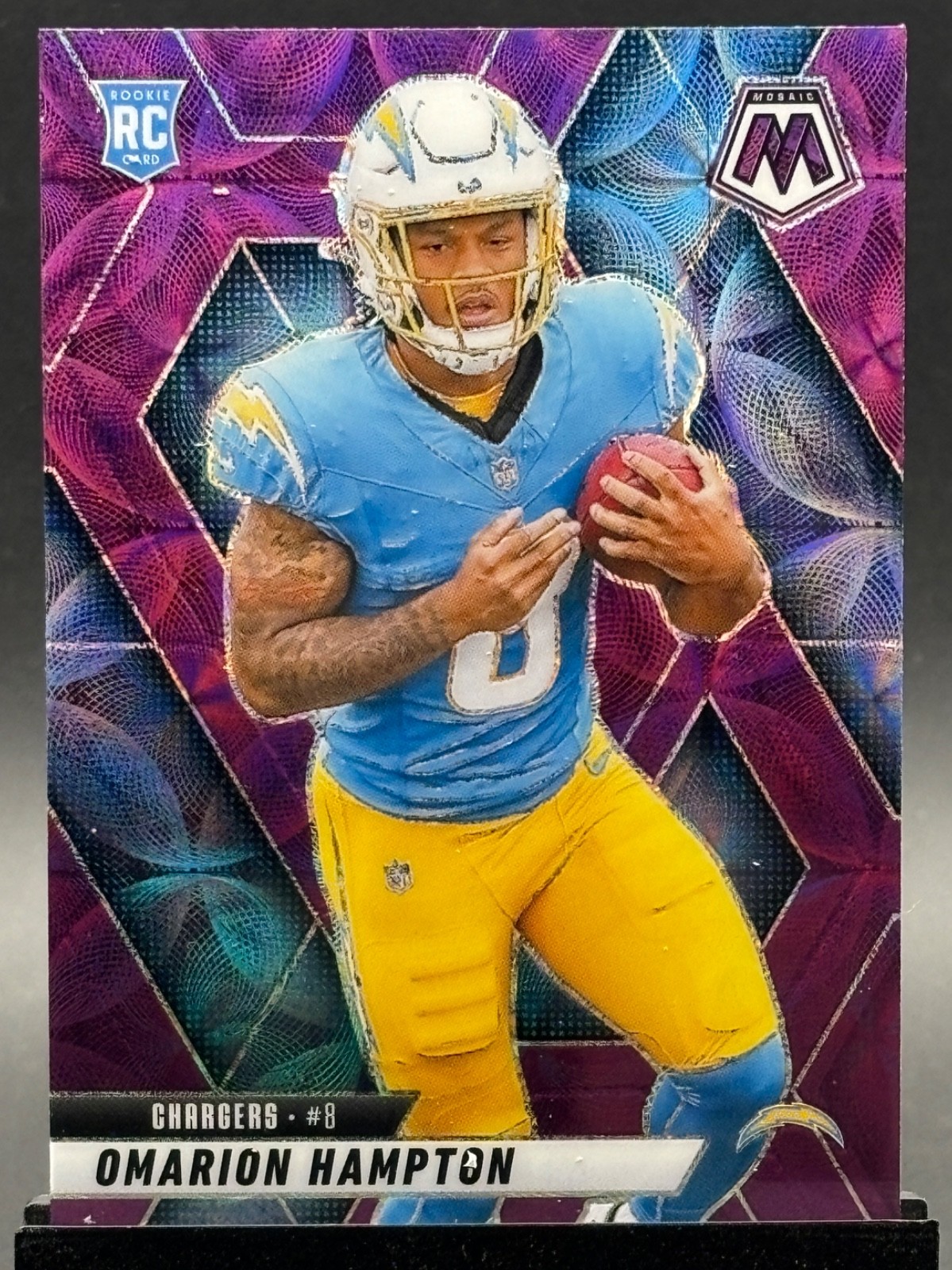 2025 Panini Mosaic - Rookies Omarion Hampton #335 Purple Scope Prizm (RC)