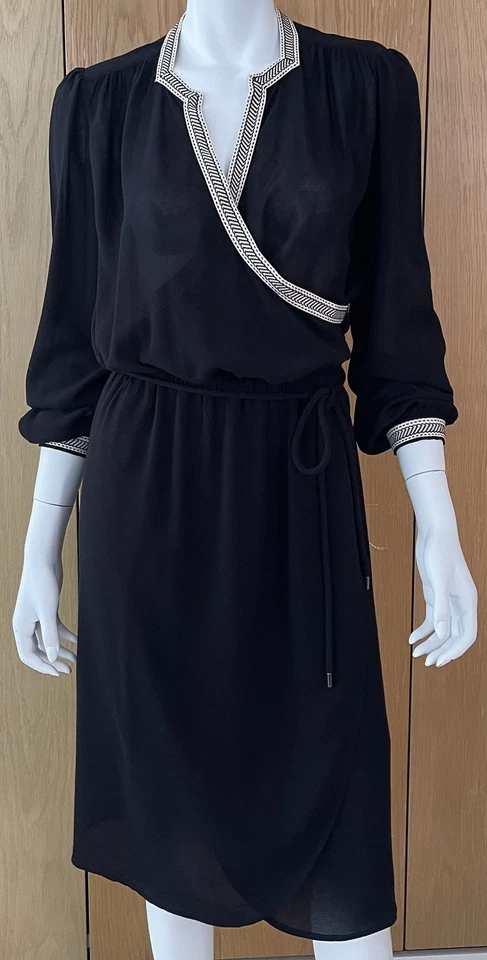 Vestido Country Road Midi Ajuste 10-12 Manga Larga Negro Transparente Forrado Rayón 98cm Busto Foto 3 de 4