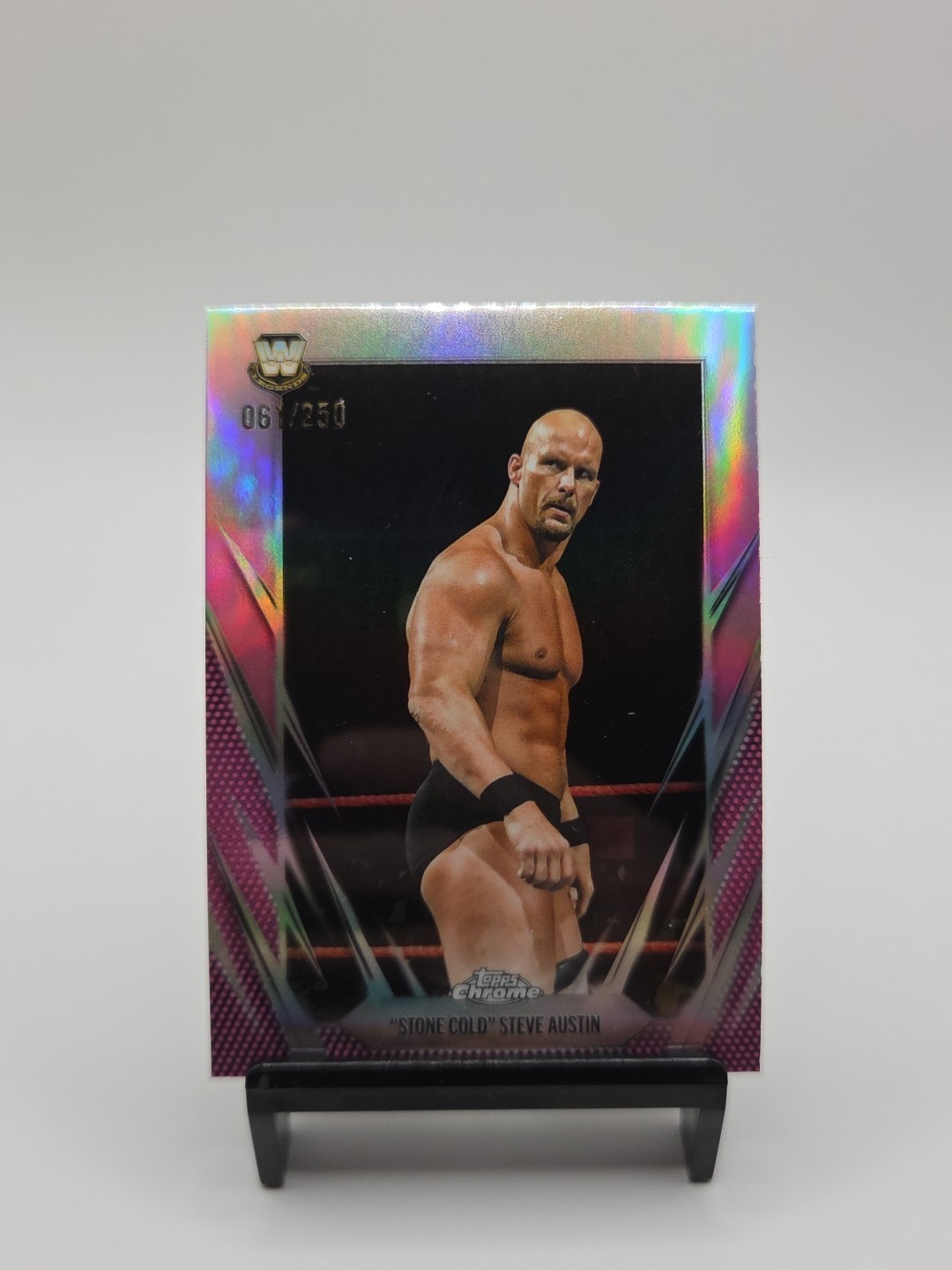 Stone Cold Steve Austin WWE 2026 Topps Chrome Pink Refractor Card /250 #7