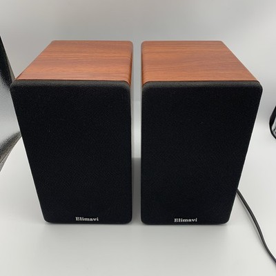 Elimavi Bluetooth Powered Bookshelf Speakers 60W Dual RCA inputs Wood