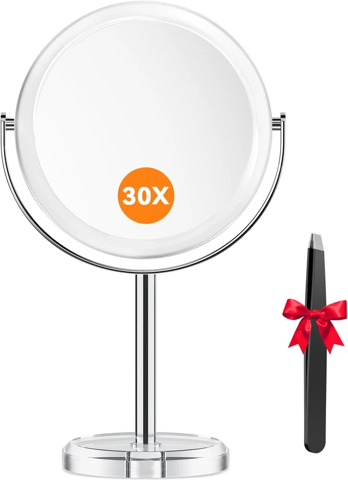 Auxmir 30X Magnifying Mirror with Tweezers Double Sided 30X/1X Magnifying Mak...