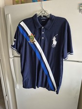 Polo Ralph Lauren Blue 3 Big Pony Embroidered Crest Rugby Shirt Men  s Sz XXL