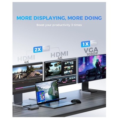 11-in-1 USB-C Docking Station - Triple Monitor Support
