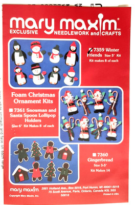 Mary Maxim Winter Friends Ornaments #7359 Foam Craft Snowmen and Penquins New