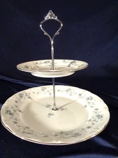 Johann Haviland Blue Garland 2 Tier Hostess Tidbit Party Tray