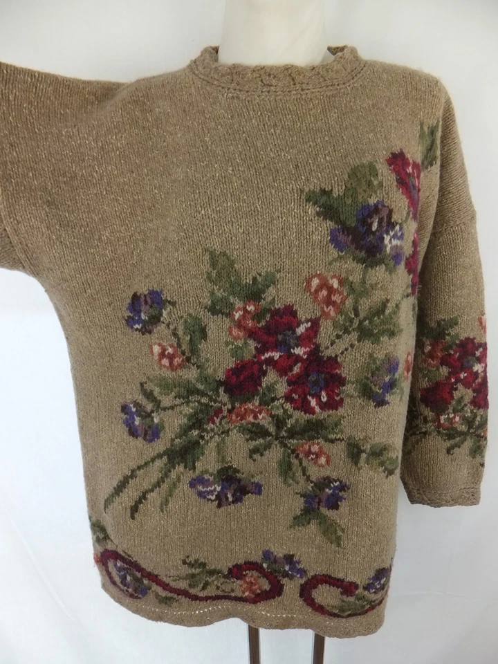 LAURA ASHLEY Vintage Pullover m. Wolle u. Seide - 46 / 48 - Blumenmuster - TOP - Bild 3 von 4