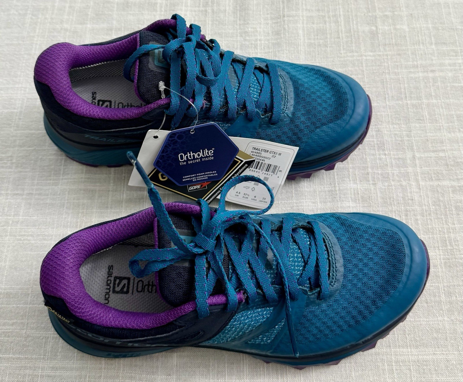 Scarpe Salomon Trailster Gtx Teal Purple 404885 nuove senza scatola taglia 6 US Gore Tex