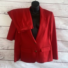 Pendleton Womens Red Virgin Wool Suit Size 8 Skirt  Blazer Jacket USA