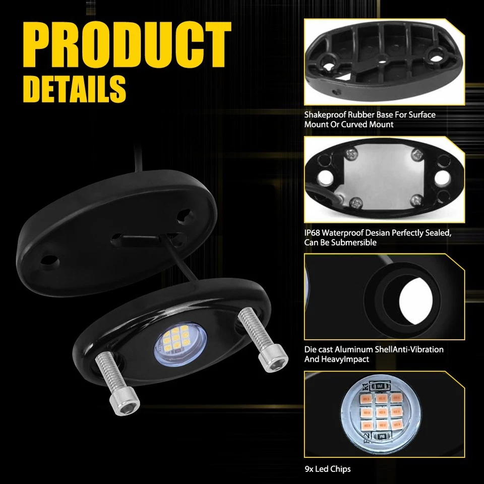 紫色 LED 摇滚灯 100 件大功率适用于吉普越野船卡车 UTV 全地形车 — 第 3/4 张图片