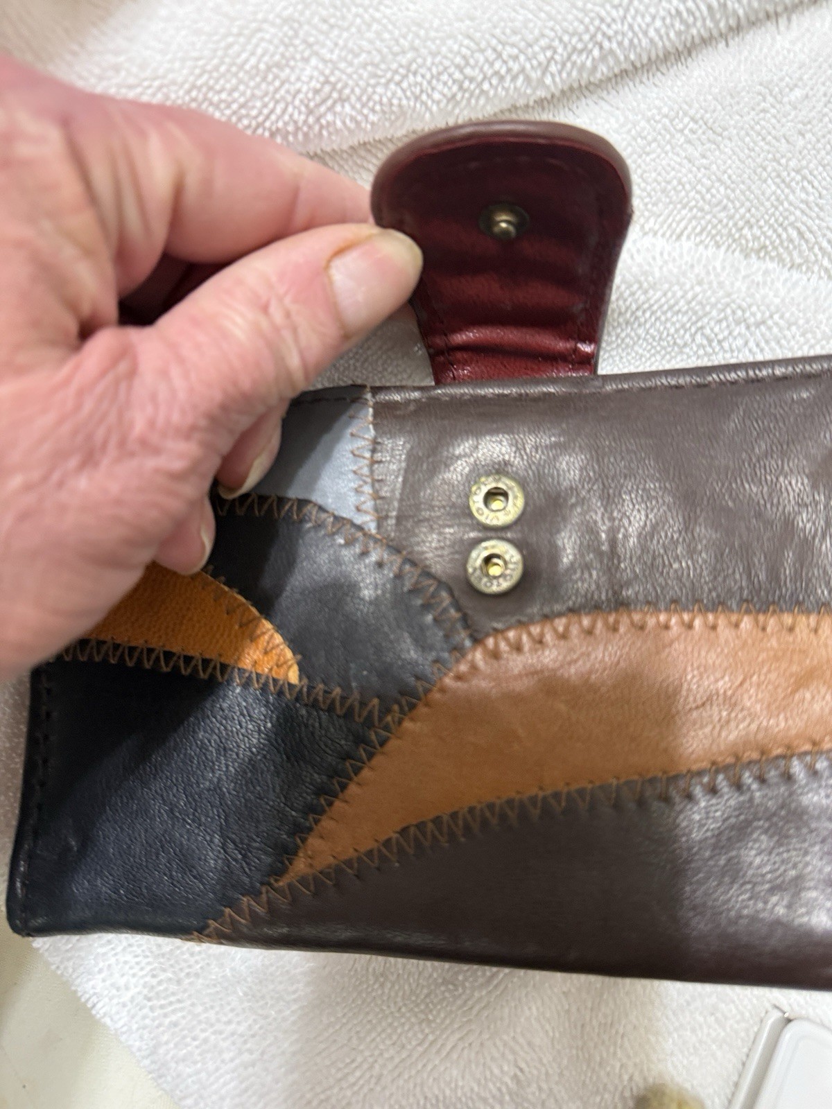 Boho Vintage patchwork leather wallet, featuring … - image 5