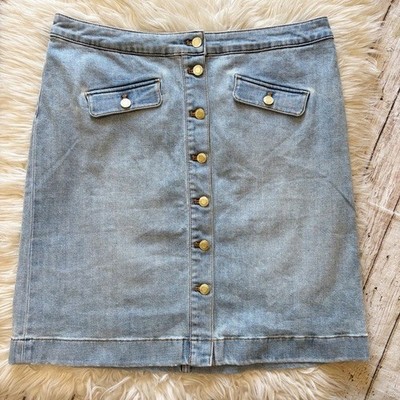 Monsoon Blue Sara Denim A-Line Midi 100% Cotton Skirt