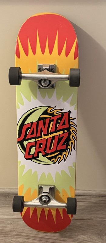 Santa Cruz deck Indy trucks Thrasher tape Krooked Zip Zinger wheels very good