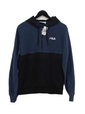 Fila Women's Hoodie M Blue Cotton with Polyester Pullover