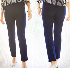 Chicos Juliet So Slimming Ankle Pants Navy Blue Button hem Size 2 12 NWT