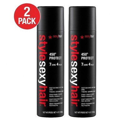 Style Sexy Hair 450 protect 7 Shine 4 Hold Heat Defense Spay 4.1 Oz (2 Pack)
