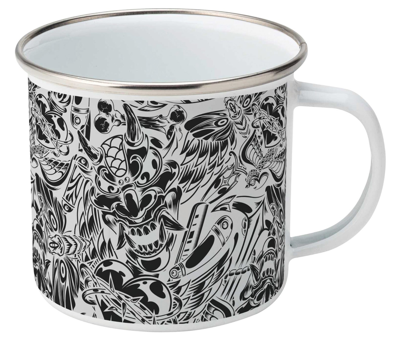 Enamel Mug 350ml Demon Design Gothic Camping Coffee Cup Travel Outdoor Gift