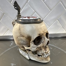 Skull-Shaped Lidded Stein Beer Mug, Breweriana Theme, Lidded Beer Stein