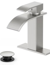 Bathroom Faucet Brushed Nickel, Modern Waterfall Sink Faucet, Single Handle