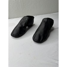 Dance Class Black Leather Slip On Jazz Shoes Split Sole Neoprene Side Panels