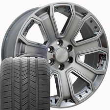 20 Rims Tires Fit Gm Chevy Sierra Silverado Hyper Wchrome Gy 5661
