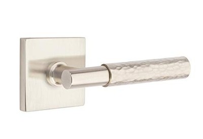 Emtek Select Privacy, Square Rosette, T-Bar Stem, Hammered Handle US15 RH