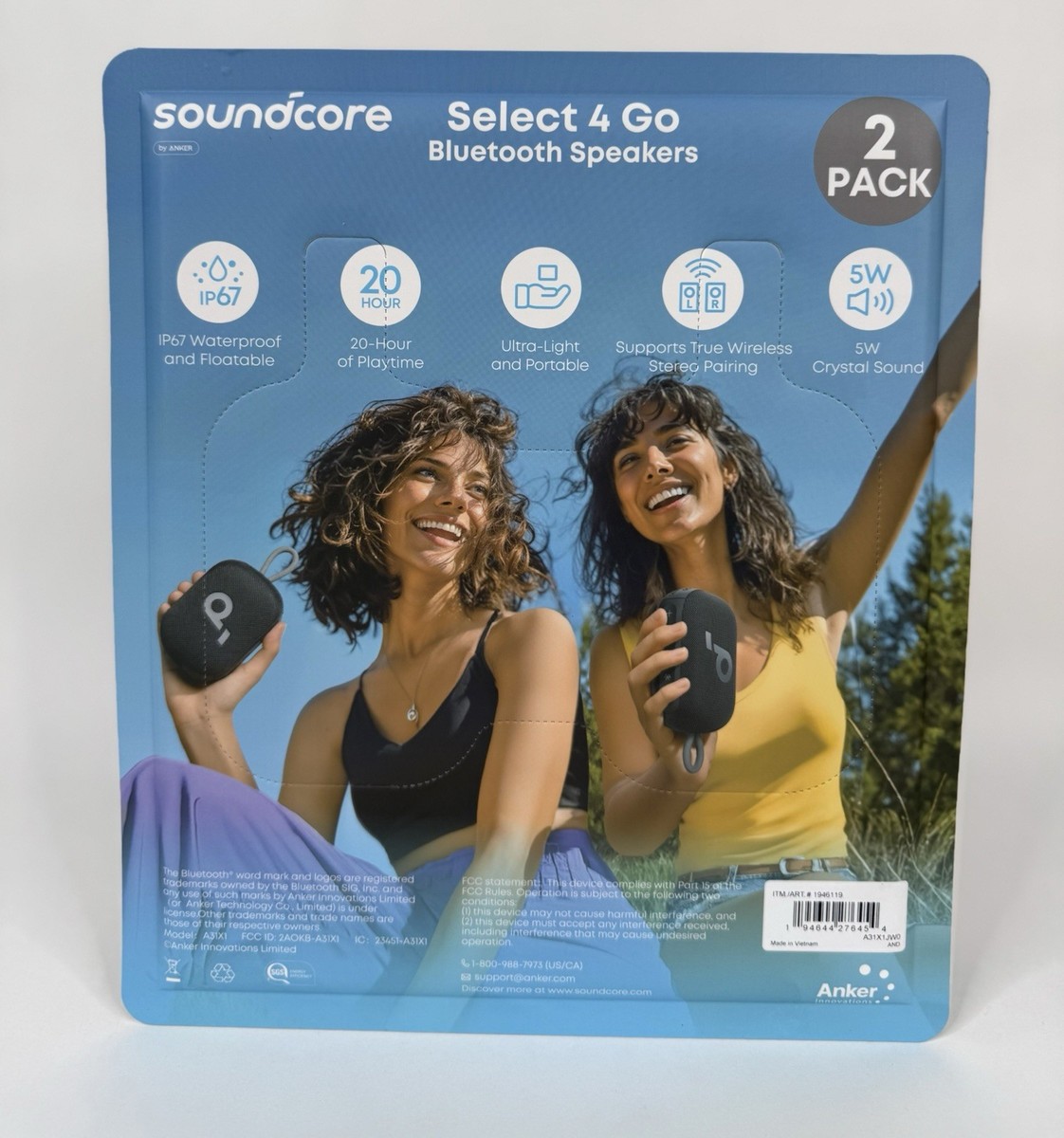 Soundcore Select 4 Go Bluetooth Speaker by Anker, 2-pack Floatable